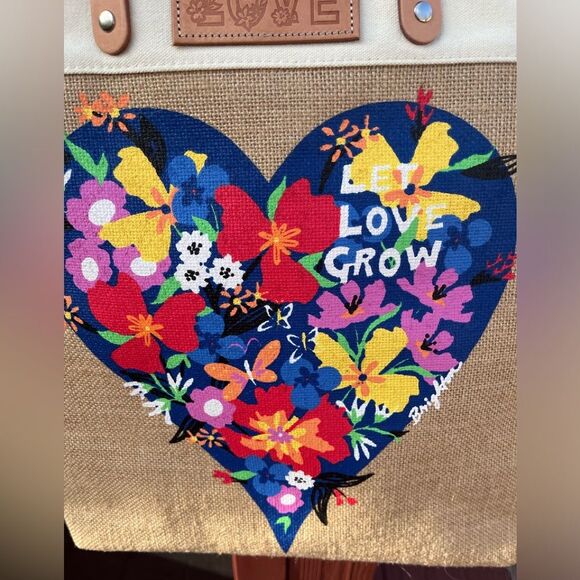 Canvas bag, heart flower print, love logo, multifunctional, great shape, 15x13x6 - Picture 3 of 7